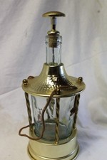 Flasche Glas /Metall aus Opas bar mit Korken und Ausschenker  Likör Schnaps befü