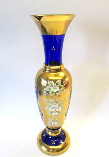 Bohemian glas vase kobaltblau - glas,