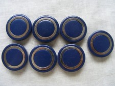 ca 3 cm 7 Stück Knopf Sammlung Set Knöpfe alt Steg blau silber Mantel Jacke groß