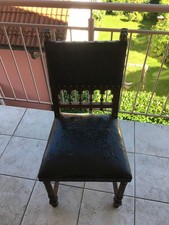 antiker, sehr schöner, Gründerzeitstuhl mit braunem Leder in gutem Zustand,