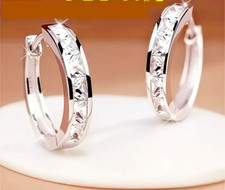 Paar S925 Sterling Silber Ohrringe, 17 mm Synth. Zirkonia Stecker - Hypoallergen