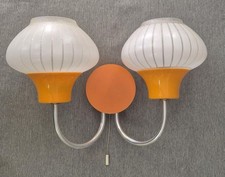 Vintage DDR Wandlampe 2 Bogen Ausleger Glasschirme Mid Century 70er Orange TOP