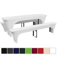 3tlg. Hussen Bierzeltgarnitur Set Biertischhusse Bierbankauflage Biertischhussen