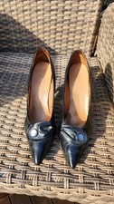 Original 1950s Pumps 8 cm Absatz Rockabilly   Gr. 5, schwarz  