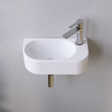 Waschbecken Keramik Weiß Eckig Handwaschbecken für das Badezimmer und Gäste-WC