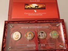 GABUN 2018 - Investment Coin Prestige Set mit 4 x 1000 CFA (4 Unzen) Silber, st