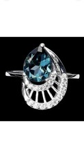 925 Sterling Silber Ring Birne London Blau Topas 9x7mm Edelstein Schmuck