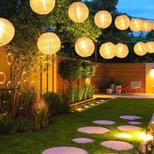Wasserfest Lampion Solar 7M 50LED Lichterkette Beleuchtung Garten Außen Deko