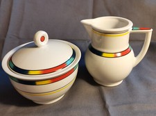 HW Design bunter Rand_ Zuckerdose und Milchkännchen