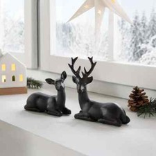 Reh & Hirsch schwarz   Tier Deko Figuren  2er Set