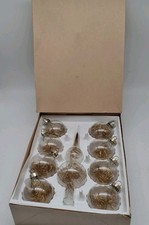  DDR Weihnachtskugeln Christbaumkugeln +  Spitze  Glas Lametta gold 