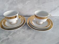 2 Sammeltassen Gedeck 6tlg. Lichte Fine GDR DDR Tasse Untertasse Teller Goldrand