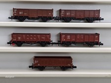 Spur N  5x Offener Güterwagen, Hochbordwagen Arnold  Fleischmann  Minitrix 