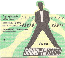 David Bowie  Sound & Vision Tour 1990  Ticket / Konzertkarte / Eintrittskarte
