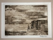 Vintage Lithographie Radierung Landschaft Limitierte Kunst Signiert Wiedemann