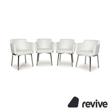 4er Garnitur La Nuova Casa Leder Chrom Metall Stuhl Weiß Creme Esszimmer
