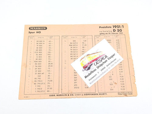 Märklin preisliste - d, 50