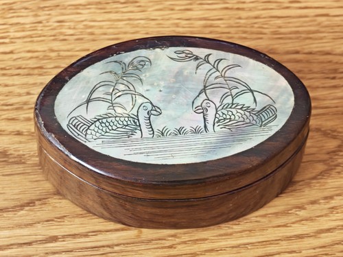 Vintage ovale holz - vintage, holz-schmuckdose