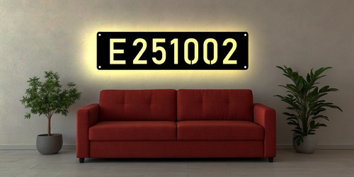 Led wandbild holz lokschild - wandbild,