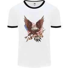 USA Adler Flagge Amerika Patriotisch 4. Juli Herren Ringer T-Shirt