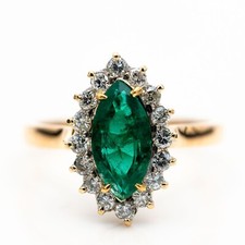 Ring 585/14K Gelbgold Smaragd 16 Diamanten Gr. 54