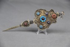 Großer Miederstecker Tracht Frauentracht Bayern historisch um 1880 Silber  19 cm