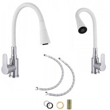 Küchenarmatur Wasserhahn Küche Mischbatterie Flexibel 2 Strahlarten 360 Weiß