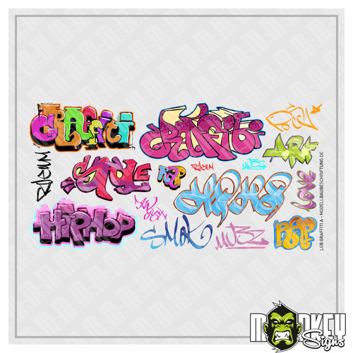 Graffiti sticker set - -,