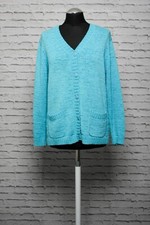 180 S31 GOLLEHAUG  Strick Jacke Gr. 42 uni türkis Grobstrick Strickjacke Langarm