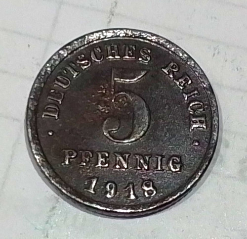 Deutsches reich pfennig 1918 - reich, 5