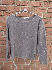 Monari, schöner Pullover, Damen, Gr. 40, braun/grau, viele silberne Pailletten