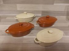 4 Mini Cocotte von BRUNEAU, Dessert-, Vorspeisen-, Auflaufform oval, beige/braun