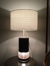 Elegant Glass Leather Design Table Lamp 70s Tischleuchte Glas Leder 70er France?