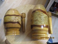 2 Bier Humpen -Birkenholz mit Rinde-ohne Einsatz 14 + 19 cm hoch