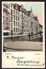 Ansichtskarte Magdeburg, Straßenpartie mit Hauptpost 1904 