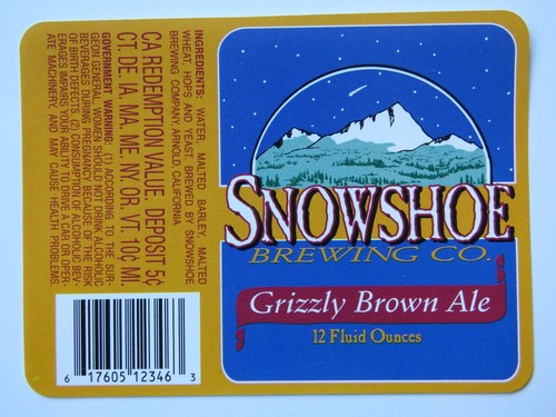 Beer label snowshoe brewing - snowshoe,