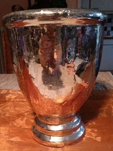 Silberfarbene tonvase 20cm - silberfarbene,