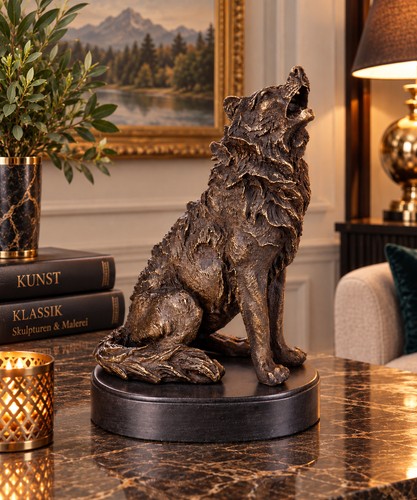 Bronze skulptur heulender wolf - bronze,
