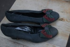 Vintage 80er Graue Leder Pumps mit Schleife Kitten-Heel Damenschuhe 🎀