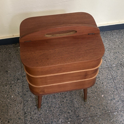 Holz nähkasten braun auf - nähkasten,