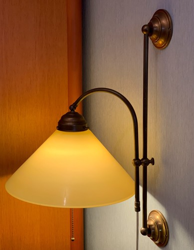 Antike messing glas - glas, wandlampe