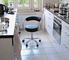 Arbeits-Roll- Drehhocker mit Lehne, höhenverstellbar, schwarz, 360 Grad drehbar