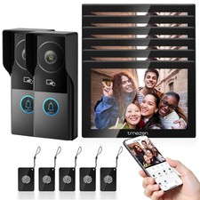 TMEZON WLAN 1080P Video Türsprechanlage Türklingel 6x7" Touch Monitor SCHWARZ