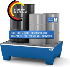 DENIOS® Auffangwanne aus Stahl I Öl Auffangwanne blau | BxHxT 1236 x 355 x 815 m