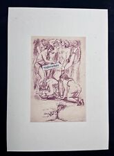 Erotischer Kunstdruck einer Röthelzeichnung „Spartaner Orgie“ von Anonym 1950