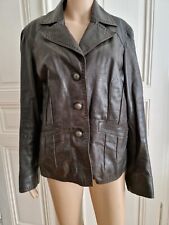 Lederjacke Echtleder Damen Gr. 42 Knopfleiste David Moore Jacke New Y. braun