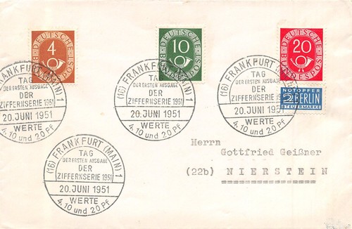 411607 bund posthorn fdc - posthorn,
