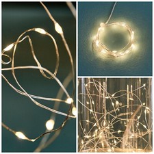 Lichterkette LED Timer warmweiß Batterie 24/48 LED´s weiß Deko Licht fairy light