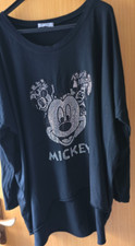 Micky Maus Strass Damen Langarmshirt Oversize Schwarz