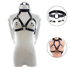Sexy Kragen mit Nippelklemmen O Ring Mundknebel Kette BH Bondage DE Frauen DE